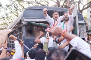 Youth Congress activists demanding 'jobs, no drugs' in Pune, taken into police custody